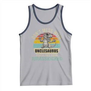 Funny Uncle Dinosaur Tank Top Don't Mess With Unclesaurus You'll Get Jurasskicked TS02 Athletic Heather Navy Print Your Wear