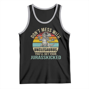 Funny Uncle Dinosaur Tank Top Don't Mess With Unclesaurus You'll Get Jurasskicked TS02 Black Athletic Heather Print Your Wear