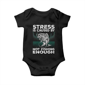 Funny Fishing Baby Onesie Stress Is Caused By Not Fishing Enough Bass Fly Lovers Fisherman TS02 Black Print Your Wear