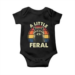 Funny Raccoon Baby Onesie A Little Feral Trash Panda Meme Retro TS02 Black Print Your Wear