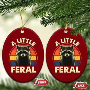 Funny Raccoon Ceramic Ornament A Little Feral Trash Panda Meme Retro TS02 Print Your Wear