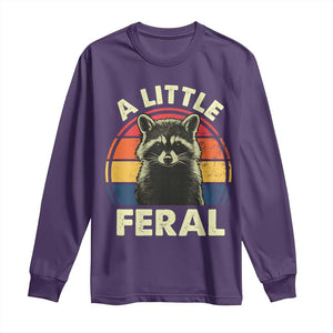 Funny Raccoon Long Sleeve Shirt A Little Feral Trash Panda Meme Retro TS02 Purple Print Your Wear