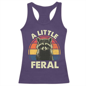 Funny Raccoon Racerback Tank Top A Little Feral Trash Panda Meme Retro TS02 Purple Print Your Wear