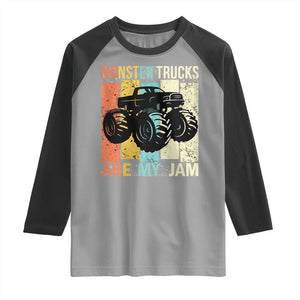 Monster Trucks Are My Jam Raglan Shirt Vintage Retro TS02 Sport Gray Black Print Your Wear