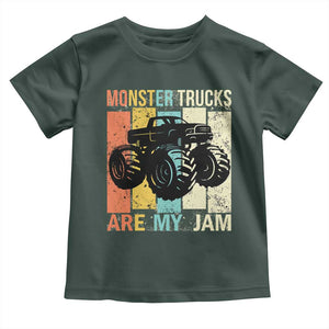 Monster Trucks Are My Jam Toddler T Shirt Vintage Retro TS02 Dark Forest Green Print Your Wear