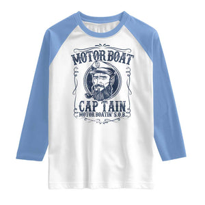 Motor Boat Captain Raglan Shirt Funny Pontoon Boating Motor Boatin Lake Life TS02 White Carolina Blue Print Your Wear