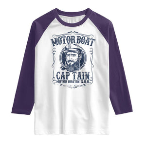 Motor Boat Captain Raglan Shirt Funny Pontoon Boating Motor Boatin Lake Life TS02 White Purple Print Your Wear