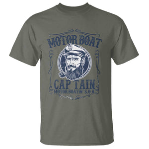 Motor Boat Captain T Shirt Funny Pontoon Boating Motor Boatin Lake Life TS02 Military Green Print Your Wear