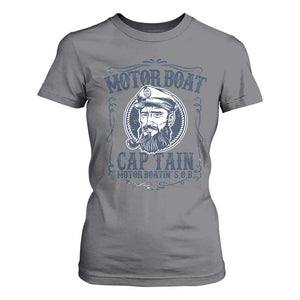 Motor Boat Captain T Shirt For Women Funny Pontoon Boating Motor Boatin Lake Life TS02 Charcoal Print Your Wear