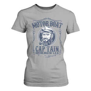 Motor Boat Captain T Shirt For Women Funny Pontoon Boating Motor Boatin Lake Life TS02 Sport Gray Print Your Wear