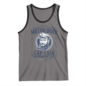Motor Boat Captain Tank Top Funny Pontoon Boating Motor Boatin Lake Life TS02 Deep Heather Black Print Your Wear