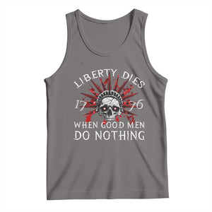 American Patriotic Skull Tank Top Liberty Dies When Good Men Do Nothing US Patriot Military TS02 Deep Heather Print Your Wear
