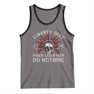 American Patriotic Skull Tank Top Liberty Dies When Good Men Do Nothing US Patriot Military TS02 Deep Heather Black Print Your Wear
