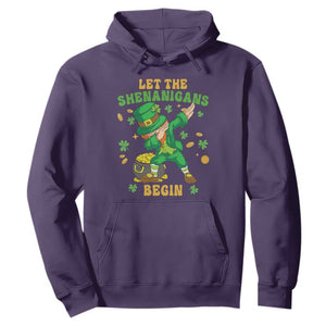 Funny St. Patricks Day Hoodie Let The Shenanigans Begin Dabbing Leprechaun TS02 Purple Printyourwear