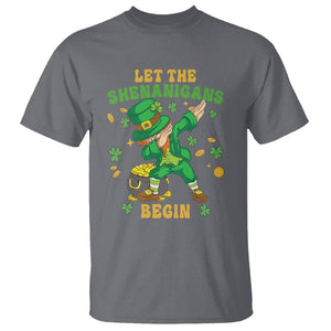Funny St. Patricks Day T Shirt Let The Shenanigans Begin Dabbing Leprechaun TS02 Charcoal Printyourwear