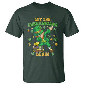 Funny St. Patricks Day T Shirt Let The Shenanigans Begin Dabbing Leprechaun TS02 Dark Forest Green Printyourwear