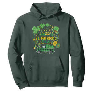 Happy St.Patrick's Day Hoodie Patty's Day Truck Loads of Shamrocks and Lucky Charm TS02 Dark Forest Green Printyourwear