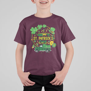 Happy St.Patrick's Day T Shirt For Kid Patty's Day Truck Loads of Shamrocks and Lucky Charm TS02 Maroon Printyourwear