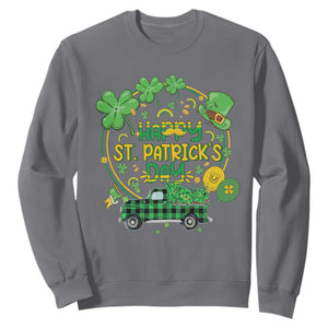 Happy St.Patrick's Day Sweatshirt Patty's Day Truck Loads of Shamrocks and Lucky Charm TS02 Charcoal Printyourwear