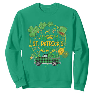 Happy St.Patrick's Day Sweatshirt Patty's Day Truck Loads of Shamrocks and Lucky Charm TS02 Irish Green Printyourwear