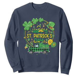Happy St.Patrick's Day Sweatshirt Patty's Day Truck Loads of Shamrocks and Lucky Charm TS02 Navy Printyourwear