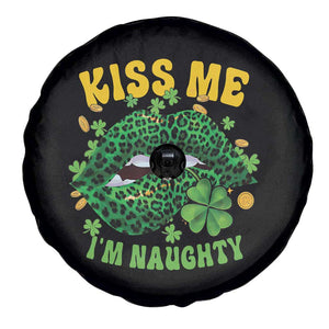 Funny St Patricks Day Spare Tire Cover Kiss Me I'm Naughty Irish Women Leopard Biting Lips TS02 Print Your Wear