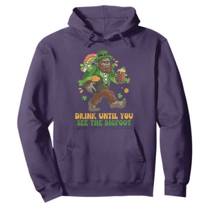 Funny St. Patricks Sasquatch Hoodie Drink Until You See The Bigfoot Drinking Squad TS02 Purple Printyourwear