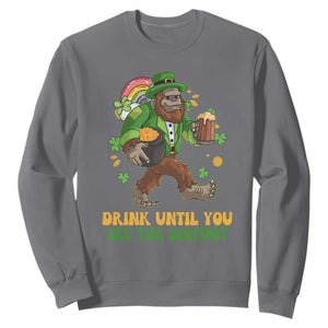 Funny St. Patricks Sasquatch Sweatshirt Drink Until You See The Bigfoot Drinking Squad TS02 Charcoal Printyourwear