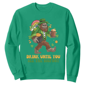 Funny St. Patricks Sasquatch Sweatshirt Drink Until You See The Bigfoot Drinking Squad TS02 Irish Green Printyourwear