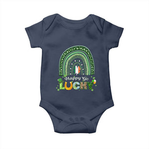 Funny St Patricks Day Baby Onesie Happy Go Lucky Shamrock Rainbow TS02 Navy Print Your Wear