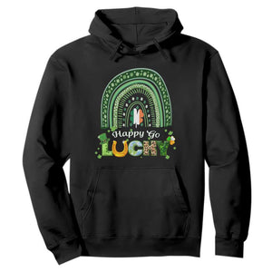 Funny St. Patricks Day Hoodie Happy Go Lucky Shamrock Rainbow TS02 Black Printyourwear