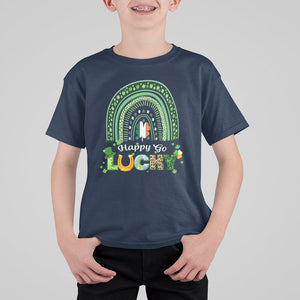 Funny St. Patricks Day T Shirt For Kid Happy Go Lucky Shamrock Rainbow TS02 Navy Printyourwear
