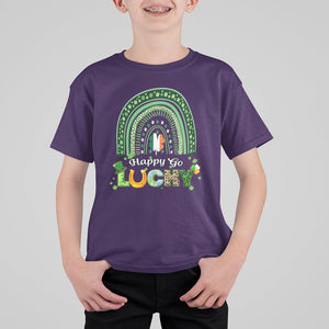 Funny St. Patricks Day T Shirt For Kid Happy Go Lucky Shamrock Rainbow TS02 Purple Printyourwear