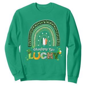 Funny St. Patricks Day Sweatshirt Happy Go Lucky Shamrock Rainbow TS02 Irish Green Printyourwear