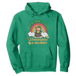 Funny St. Patricks Day Hoodie Prone To Shenanigans and Malarkey Cute Leprechaun Rainbow TS02 Irish Green Printyourwear