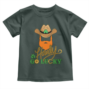 Funny St Patricks Cowboy Toddler T Shirt Howdy Go Lucky Irish Western TS02 Dark Forest Green Print Your Wear