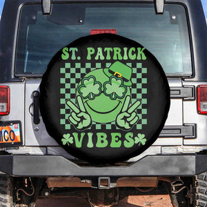 Funny St Patricks Day Spare Tire Cover St Patrick Vibes Retro Groovy TS02 No hole Black Print Your Wear