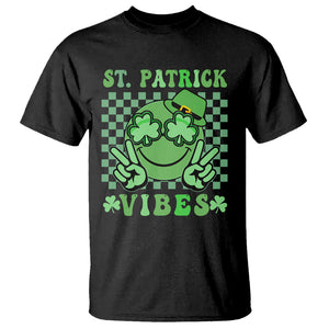 Funny St. Patricks Day T Shirt St Patrick Vibes Retro Groovy TS02 Black Printyourwear