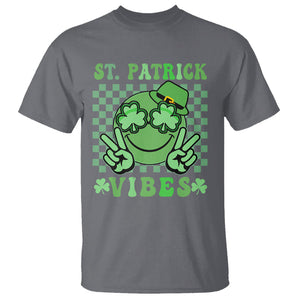 Funny St. Patricks Day T Shirt St Patrick Vibes Retro Groovy TS02 Charcoal Printyourwear