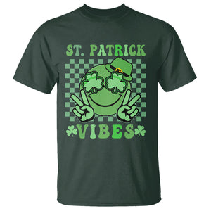 Funny St. Patricks Day T Shirt St Patrick Vibes Retro Groovy TS02 Dark Forest Green Printyourwear