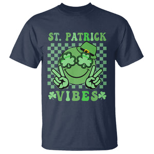 Funny St. Patricks Day T Shirt St Patrick Vibes Retro Groovy TS02 Navy Printyourwear