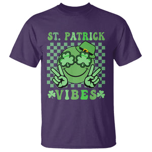 Funny St. Patricks Day T Shirt St Patrick Vibes Retro Groovy TS02 Purple Printyourwear