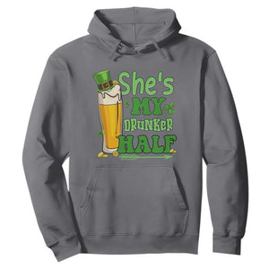 Funny St. Patricks Day Drinking Couple Matching Hoodie She's My Drunker Half TS02 Charcoal Printyourwear