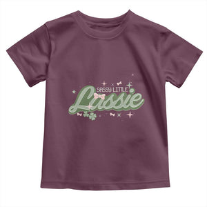 Cute St Patricks Day Toddler T Shirt Sassy Little Lassie for Girl Kids TS02 Maroon Print Your Wear