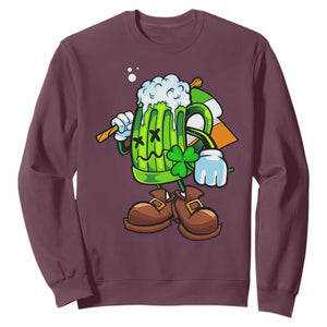 Funny St. Patricks Day Drinking Sweatshirt Irish Beer Ireland Flag TS02 Maroon Printyourwear
