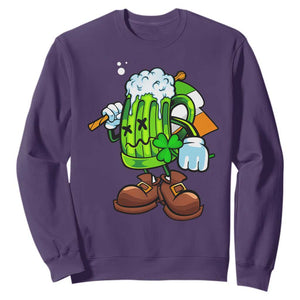 Funny St. Patricks Day Drinking Sweatshirt Irish Beer Ireland Flag TS02 Purple Printyourwear