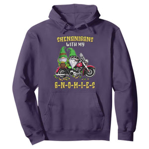 Funny St. Patricks Day Gnome Hoodie Shenanigans With My Gnomies Motorbike Rider TS02 Purple Printyourwear