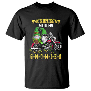 Funny St. Patricks Day Gnome T Shirt Shenanigans With My Gnomies Motorbike Rider TS02 Black Printyourwear