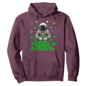 Funny St. Patricks Day Astronaut Hoodie Outer Space Leprechaun TS02 Maroon Printyourwear