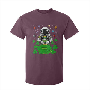 Funny St Patricks Day Astronaut T Shirt For Kid Outer Space Leprechaun TS02 Maroon Print Your Wear
